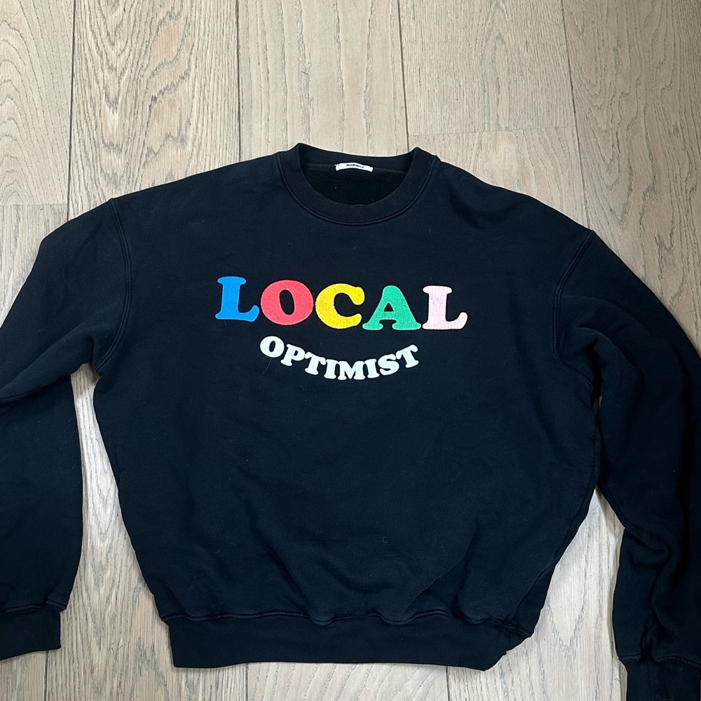 Madhappy Black Crewneck with Colorful LOCAL OPTIMISTIC print
